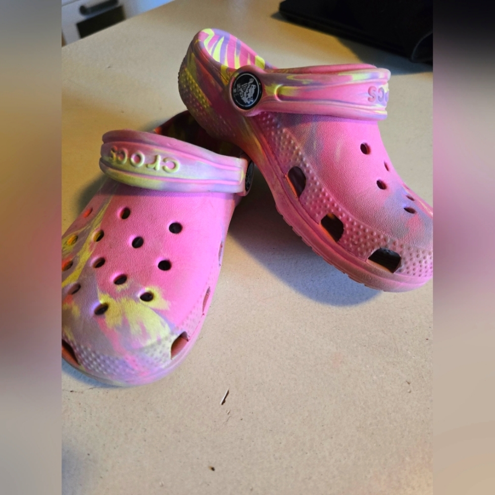Crocs Kids' Pink and Yellow Clogs